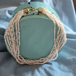 Elegant White Beaded Necklace 8 "